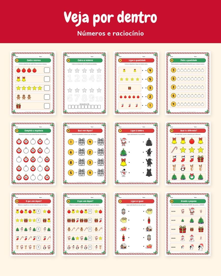 Páginas de números e raciocínio